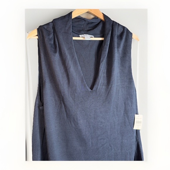 Coldwater Creek Flute Neck Silk Blend Sweater Shell Size 1X NWT Charcoal Gray - Picture 2 of 7